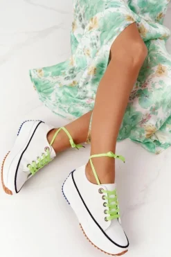 Damskie Trampki Na Platformie Białe Electric Love