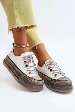 Damskie Trampki Na Platformie GOE NN2N4054 Białe