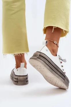 Damskie Trampki Na Platformie GOE NN2N4054 Białe