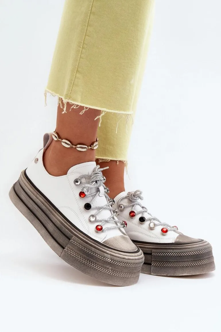 Damskie Trampki Na Platformie GOE NN2N4054 Białe