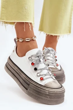 Damskie Trampki Na Platformie GOE NN2N4054 Białe