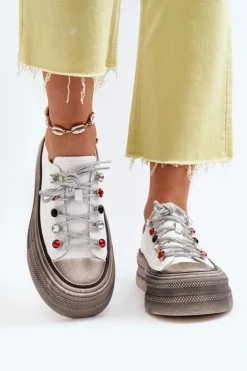 Damskie Trampki Na Platformie GOE NN2N4054 Białe