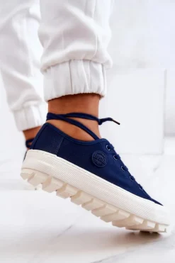 Damskie Trampki Na Platformie BIG STAR JJ274491 Granatowe