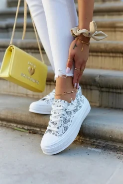 Damskie Trampki Na Platformie Białe Humphrey