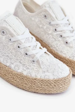 Damskie Trampki Na Plecionej Platformie Big Star LL274199 Białe