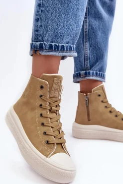 Damskie Trampki Na Suwak Ocieplane Camel Big Star MM274026