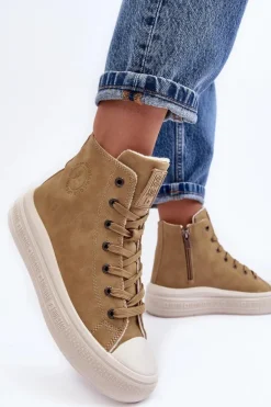 Damskie Trampki Na Suwak Ocieplane Camel Big Star MM274026