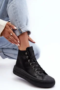 Damskie Trampki Na Suwak Ocieplane Czarne Big Star MM274023