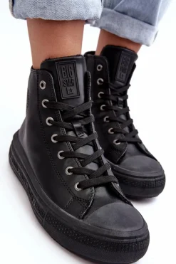 Damskie Trampki Na Suwak Ocieplane Czarne Big Star MM274023