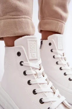 Damskie Trampki Na Suwak Ocieplane Białe Big Star MM274021
