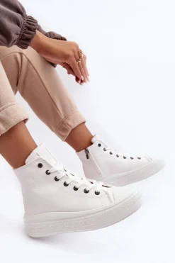 Damskie Trampki Na Suwak Ocieplane Białe Big Star MM274021