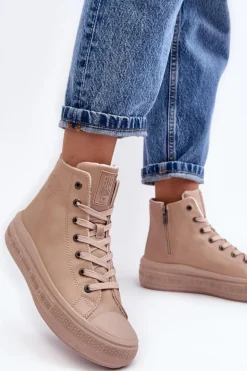 Damskie Trampki Na Suwak Ocieplane Beżowe Big Star MM274022
