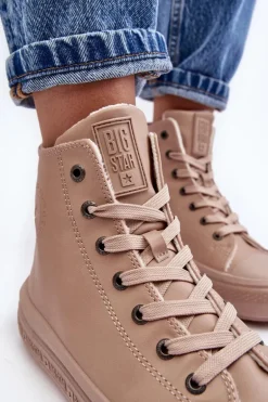 Damskie Trampki Na Suwak Ocieplane Beżowe Big Star MM274022