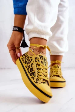 Damskie Trampki Pantera BIG STAR JJ274616 Żółte