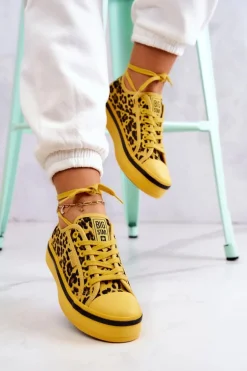 Damskie Trampki Pantera BIG STAR JJ274616 Żółte