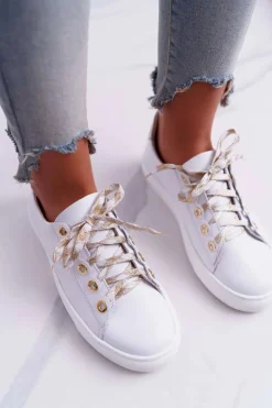 Damskie Trampki Skórzane Białe Viss