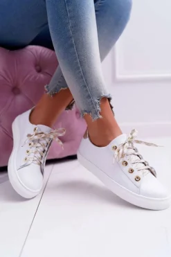 Damskie Trampki Skórzane Białe Viss