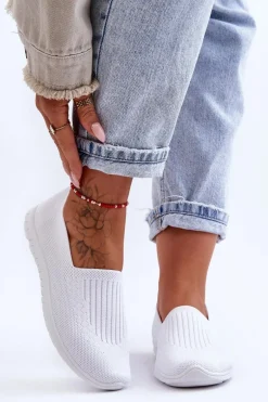 Damskie Trampki Tenisówki Wsuwane Białe Lento