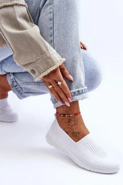 Damskie Trampki Tenisówki Wsuwane Białe Lento