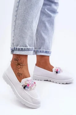 Damskie Trampki Tenisówki Wsuwane Z Ozdobą Białe Taylor