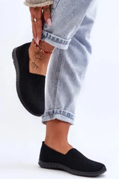 Damskie Trampki Tenisówki Wsuwane Czarne Lento