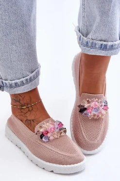 Damskie Trampki Tenisówki Wsuwane Z Ozdobą Różowe Taylor