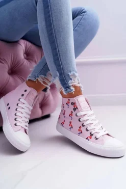 Damskie Trampki Wysokie Flamingi Big Star Różowe DD274661