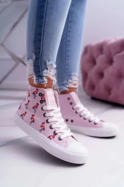 Damskie Trampki Wysokie Flamingi Big Star Różowe DD274661