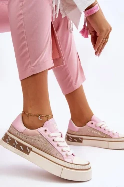 Damskie Trampki Z Dżetami GOE LL2N4057 Różowe