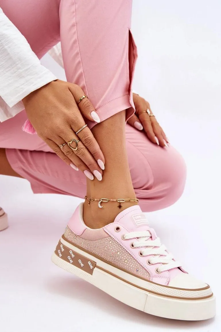 Damskie Trampki Z Dżetami GOE LL2N4057 Różowe