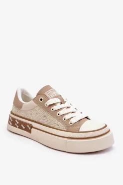 Damskie Trampki Z Dżetami GOE LL2N4055 Beżowe