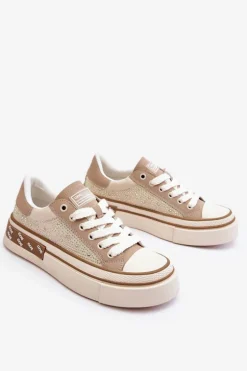 Damskie Trampki Z Dżetami GOE LL2N4055 Beżowe