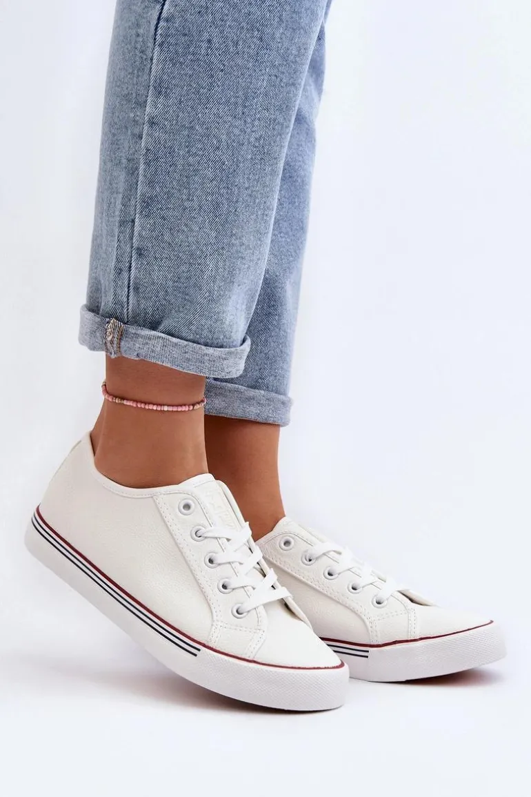 Damskie Trampki Z Eko Skóry Białe Lirean