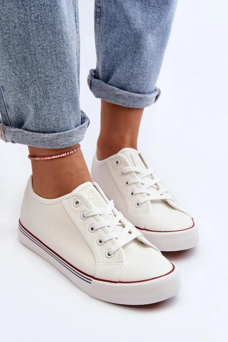 Damskie Trampki Z Eko Skóry Białe Lirean