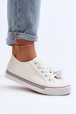 Damskie Trampki Z Eko Skóry Białe Lirean