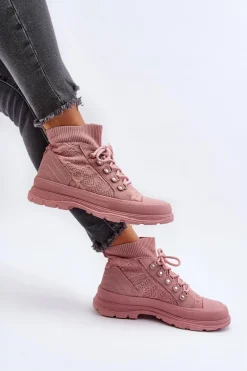 Damskie Trampki Z Elastyczną Cholewką Różowe Kalyne