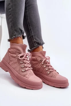 Damskie Trampki Z Elastyczną Cholewką Różowe Kalyne