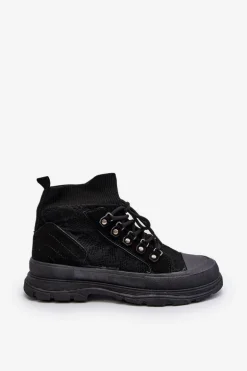 Damskie Trampki Z Elastyczną Cholewką Czarne Kalyne