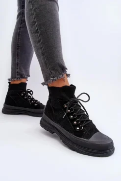 Damskie Trampki Z Elastyczną Cholewką Czarne Kalyne