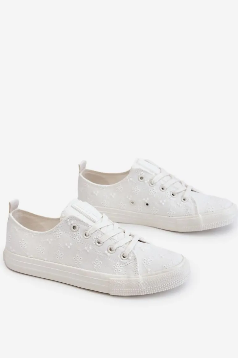 Damskie Trampki Z Haftem Big Star LL274223 Białe