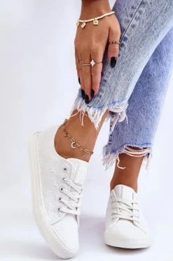 Damskie Trampki Z Haftem Big Star LL274223 Białe