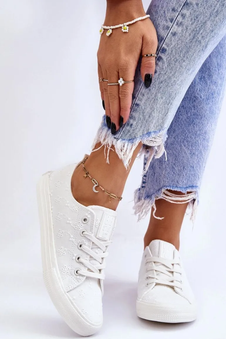 Damskie Trampki Z Haftem Big Star LL274223 Białe