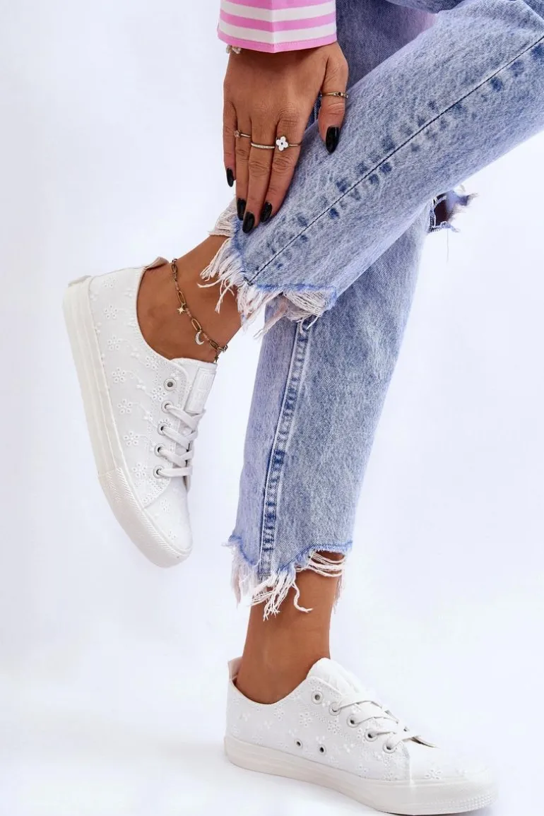 Damskie Trampki Z Haftem Big Star LL274223 Białe