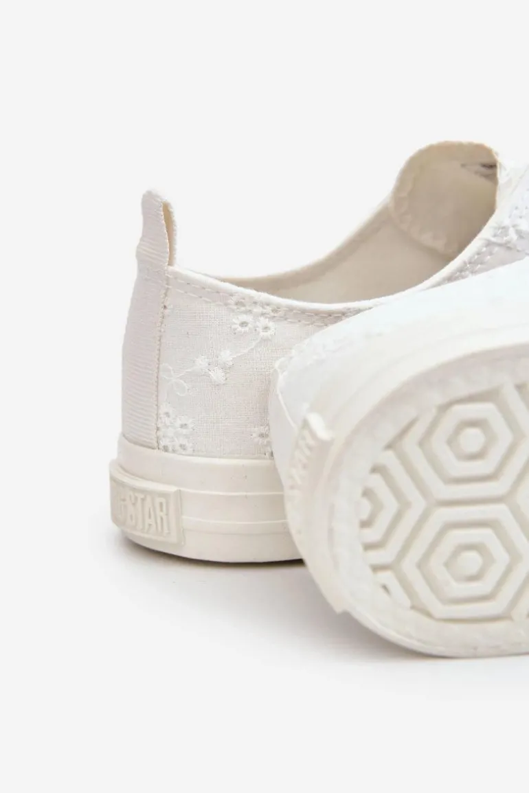 Damskie Trampki Z Haftem Big Star LL274223 Białe