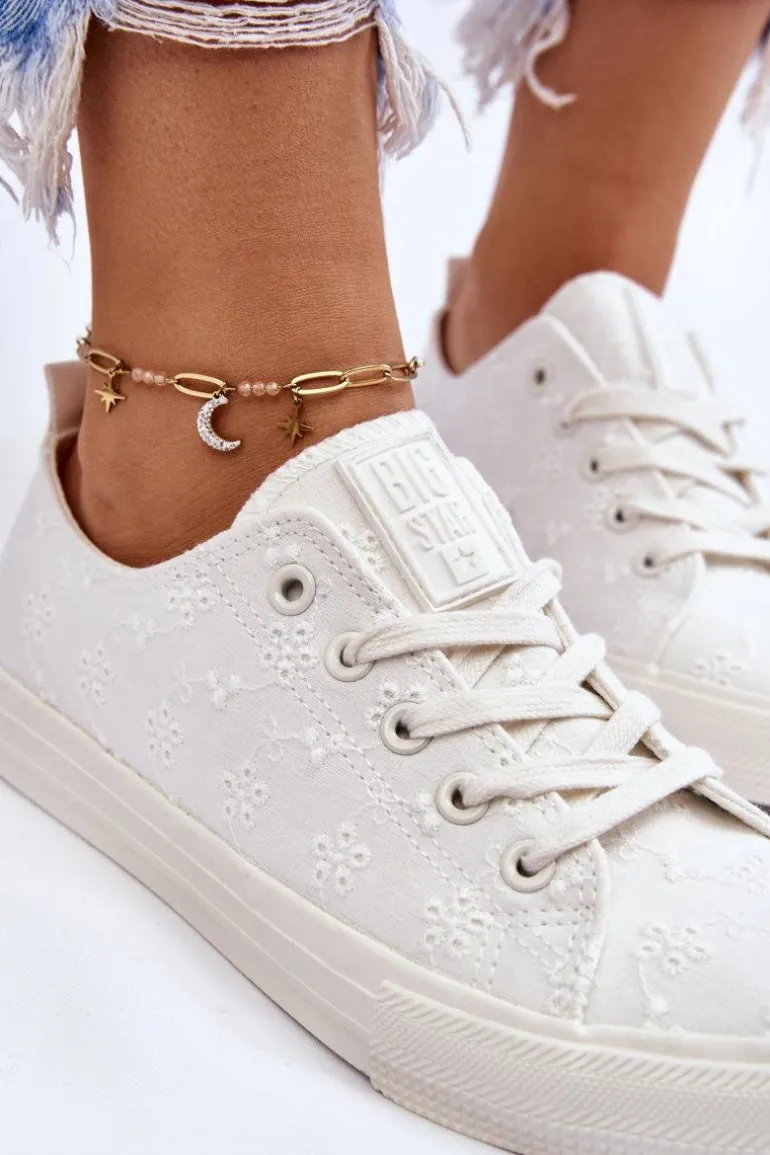 Damskie Trampki Z Haftem Big Star LL274223 Białe