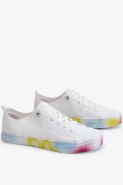 Damskie Trampki Z Kolorową Platformą Big Star LL274237 Białe