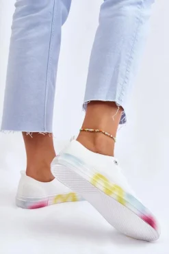 Damskie Trampki Z Kolorową Platformą Big Star LL274237 Białe