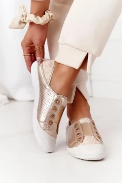 Damskie Trampki Z Koronką Lu Boo Złote