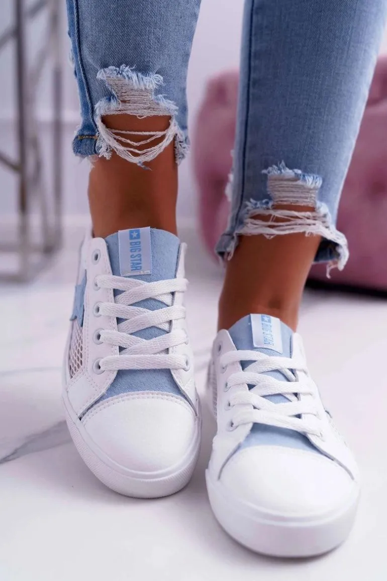 Damskie Trampki Z Siateczką Big Star DD274689 Biało-Niebieskie