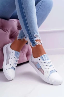 Damskie Trampki Z Siateczką Big Star DD274689 Biało-Niebieskie